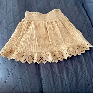 Rylee + Cru Tan Eyelet Mini Skirt